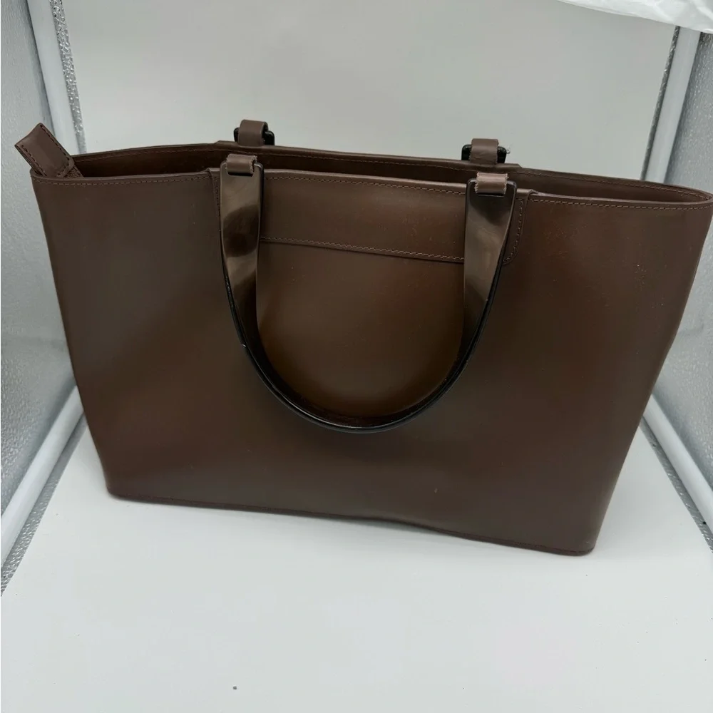 Vintage French Leather Lucite Handle Lamarthe Tote Old Money,